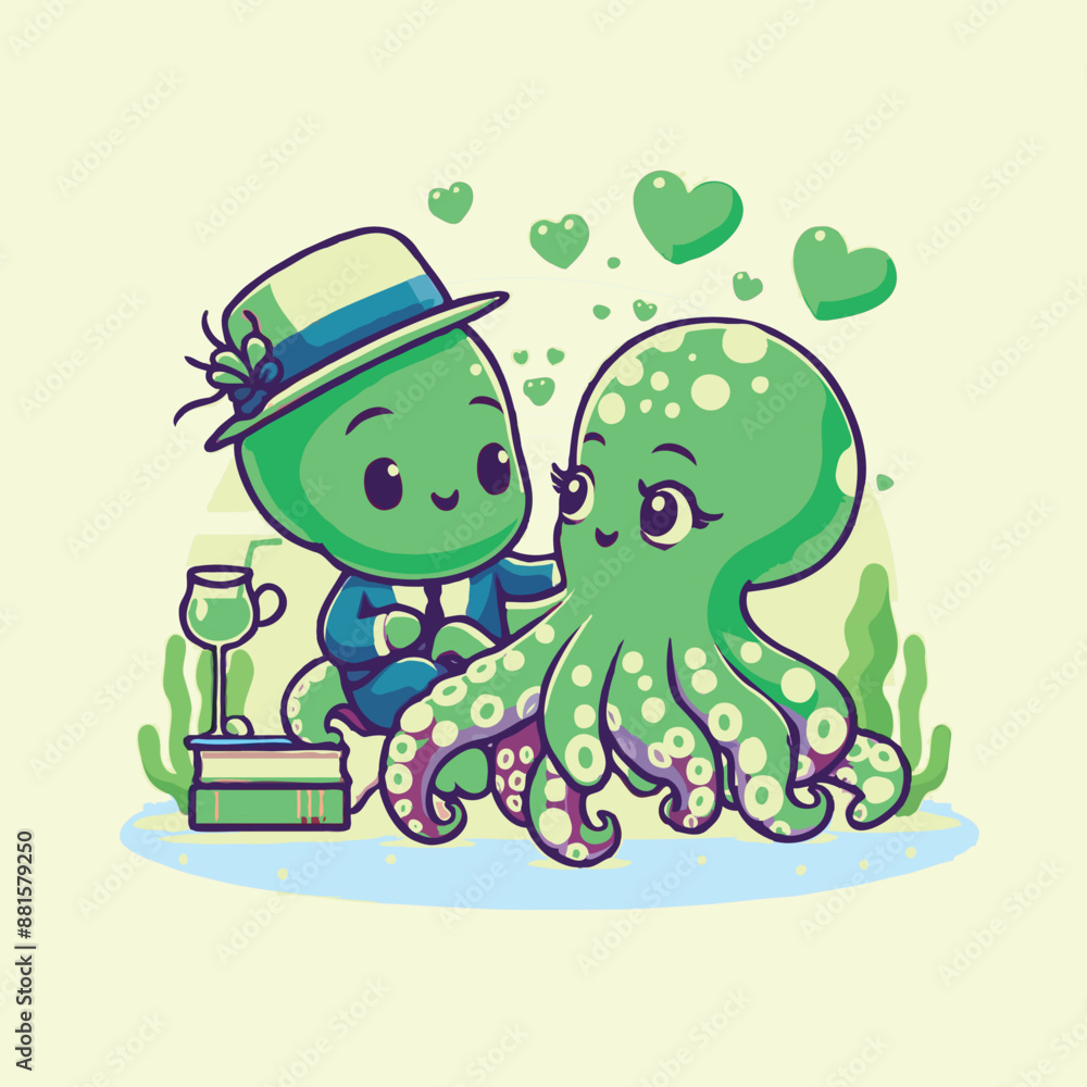Obraz premium Cute octopus love stock illustrations