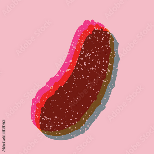 bitter melon shape object. colorful bitter melon illustration with risograph print effect