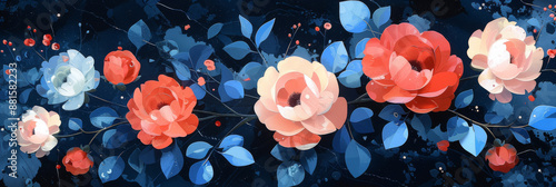 Wallpaper Mural パネルの壁アート、壁の装飾、花のデザインの大理石の背景 Torontodigital.ca