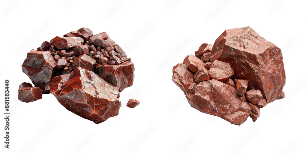 High-quality image of two brown iron ore stones isolated on white background, perfect for geology and mineralogy projects. High-quality image of two brown iron ore stones isolated on white background, perfect for geology and mineralogy projects.