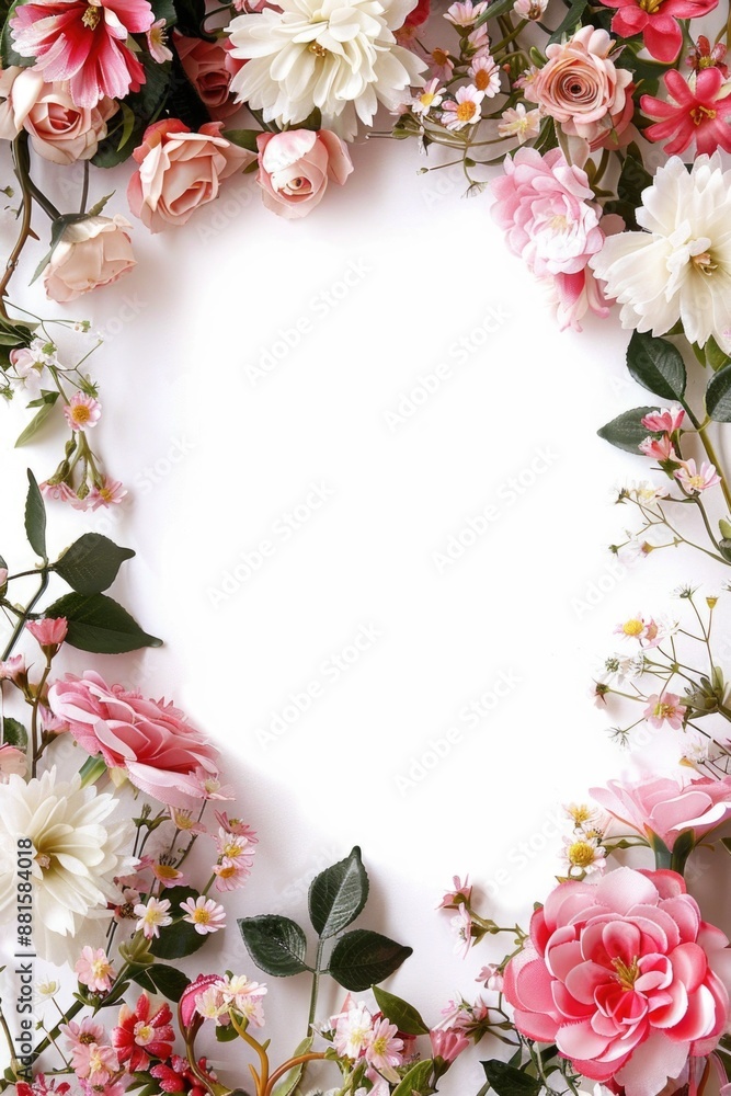 floral blossom frame white background floral blossom frame white background