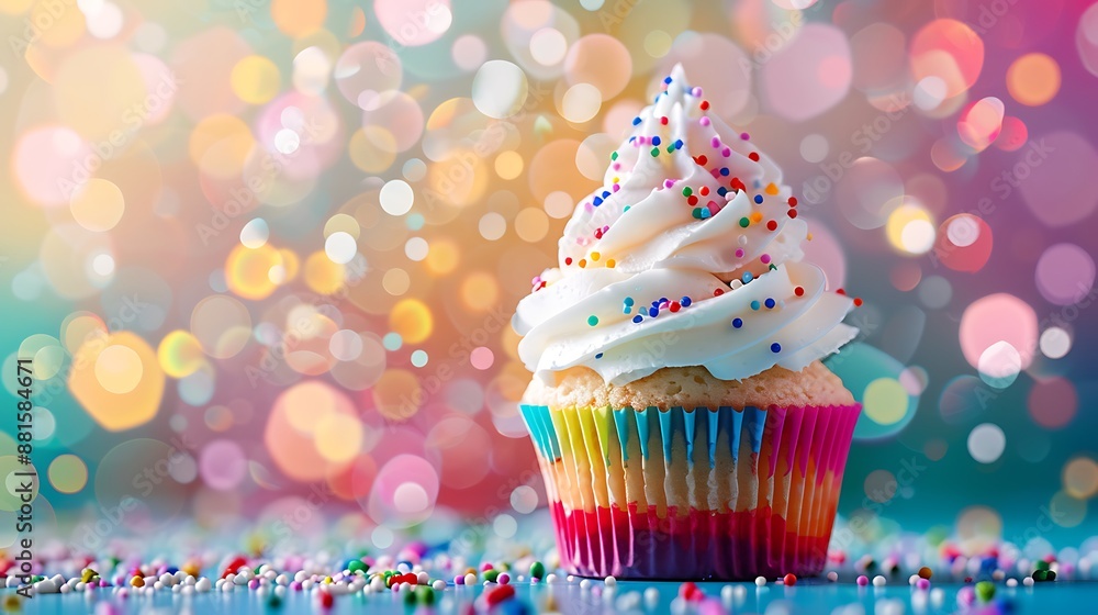 Delicious cupcake with colorful backdrop Delicious cupcake with colorful backdrop