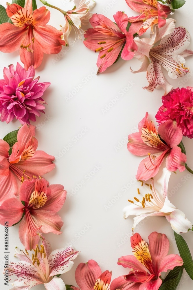 floral blossom frame white background floral blossom frame white background