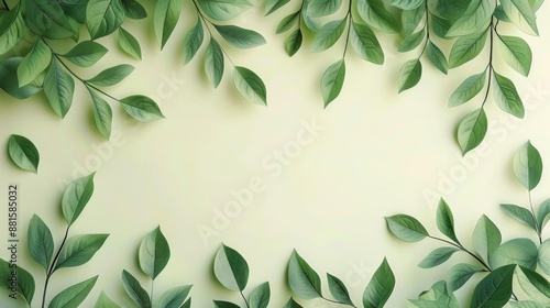 Releaf paper with green leaves, natureinspired, flat design illustration photo