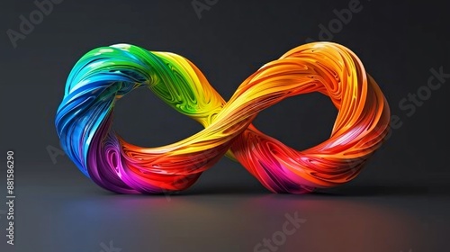 a rainbow-colored infinity symbol, symbolizing neurodiversity and inclusivity in a vibrant and dynamic manner. photo