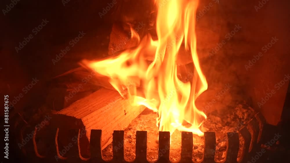 Smoldered logs burned in vivid fire. Atmospheric background with orange flame of campfire. Smoke and ashes close up.
Smoldered logs burned in vivid fire. Atmospheric background with orange flame of campfire. Smoke and ashes close up.
