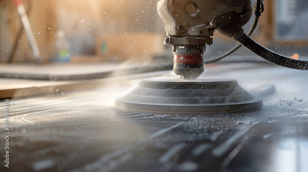 A pneumatic sander smoothing a surface A pneumatic sander smoothing a surface