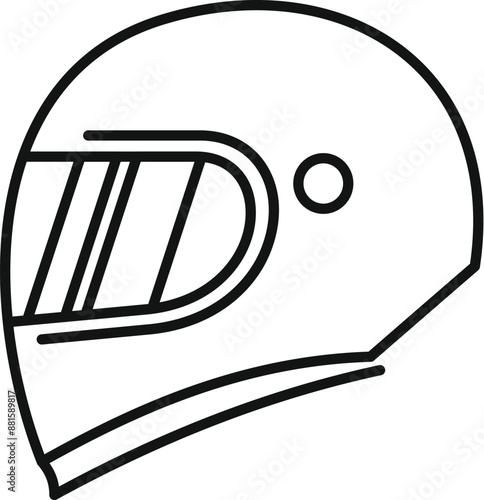 Simple line drawing of a motorcycle helmet emphasizing its importance for head protection