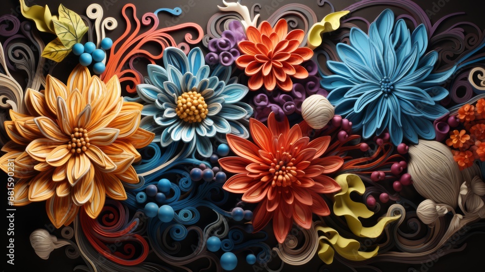 Floral Symphony: A 3D Paper Art Floral Symphony: A 3D Paper Art