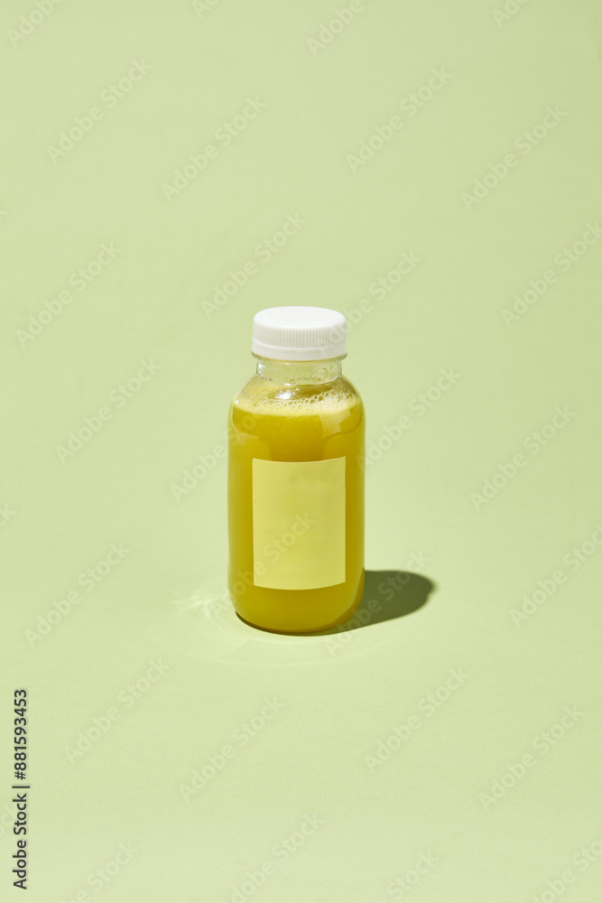 Yellow Detox Smoothie in Bottle - Pear Juice, Yellow Pepper, Turmeric; Minimalist Pastel Creative Color Pattern Yellow Detox Smoothie in Bottle - Pear Juice, Yellow Pepper, Turmeric; Minimalist Pastel Creative Color Pattern