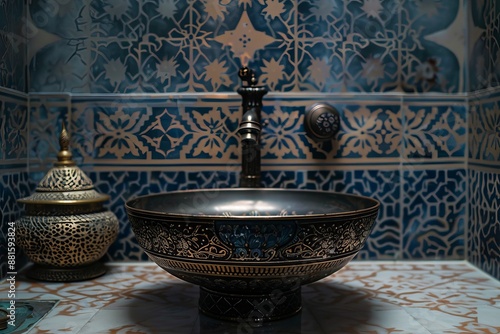 Еlegant bathroom banner in oriental style with an emphasis on the washbasin 