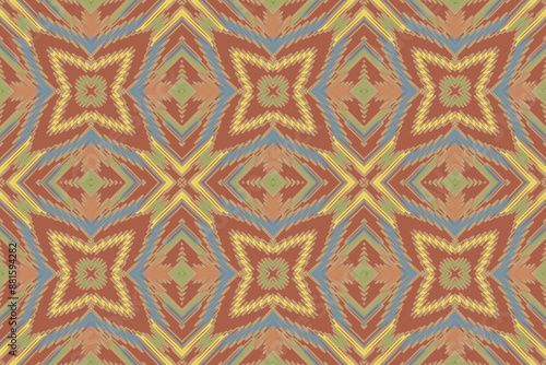 Geometric ethnic oriental ikat seamless pattern color oriental. Aztec ornament print. Design for background.