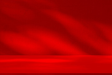 Studio style background wall decoration presentation uses white and red tones. with shadows cast from a nearby window, concept creating a decorative backdrop