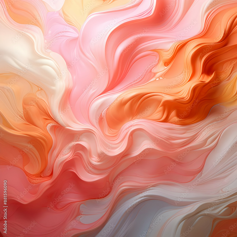 Abstract Swirls Illustration in Pink, Orange, and White Abstract Swirls Illustration in Pink, Orange, and White