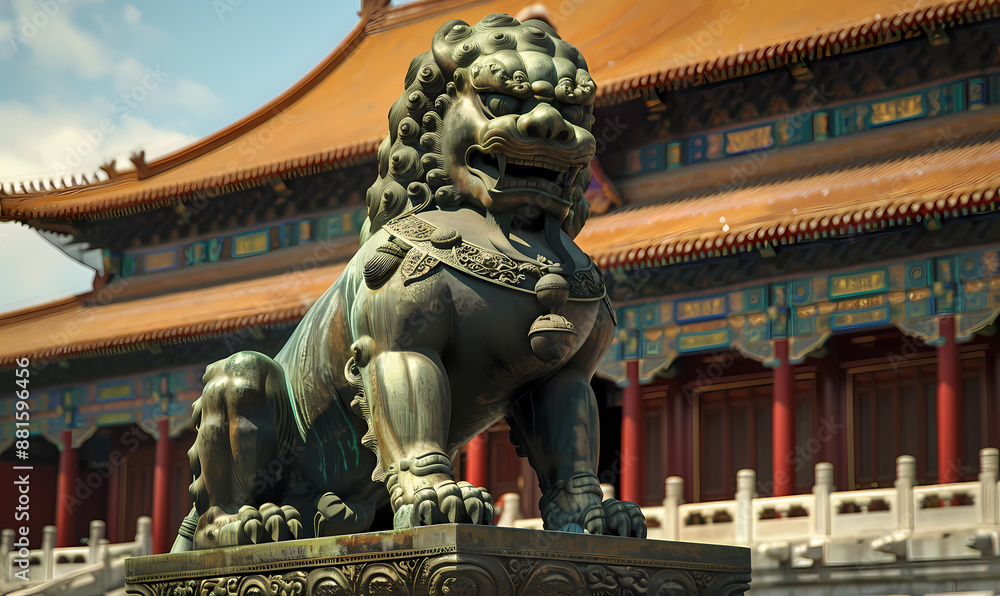 Naklejka premium chinese lion statue