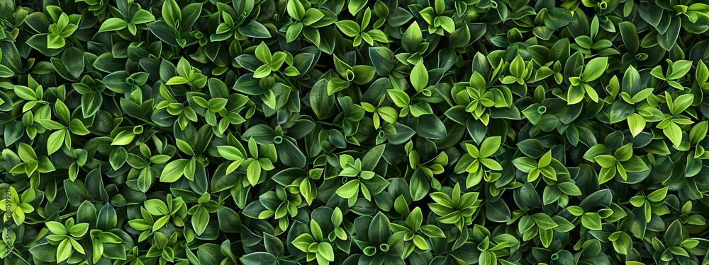 Green leaf pattern background top view. A seamless pattern of vibrant green boxwood leaves Green leaf pattern background top view. A seamless pattern of vibrant green boxwood leaves
