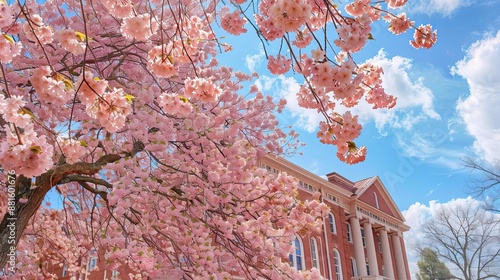 Cherry blossoms in full bloom in Macon, Georgia.