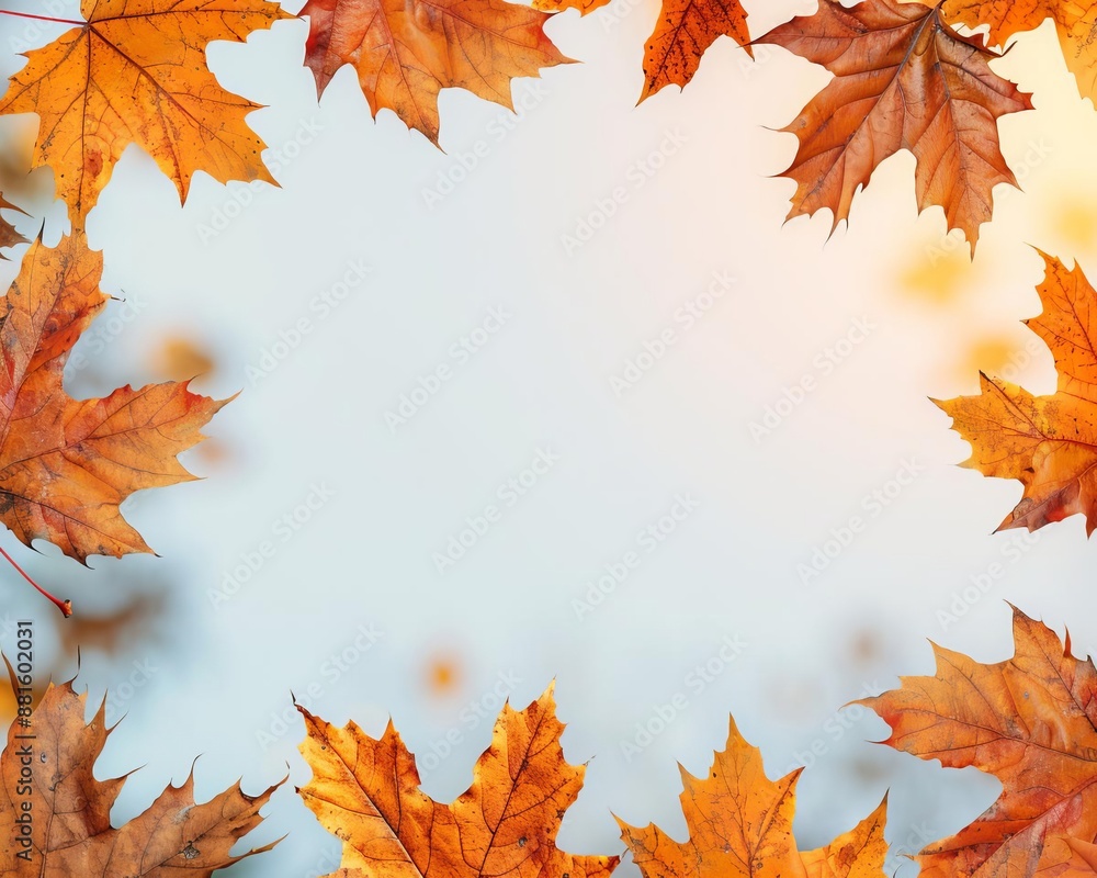 Warm and bright maple leaves framing the edge, blank center, perfect for seasonal invites Warm and bright maple leaves framing the edge, blank center, perfect for seasonal invites