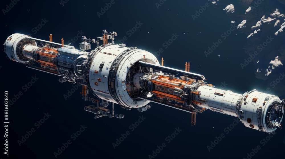 Futuristic Spacecraft Orbiting a Planet Futuristic Spacecraft Orbiting a Planet