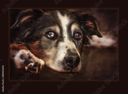 Aussie dog closeup big eyes