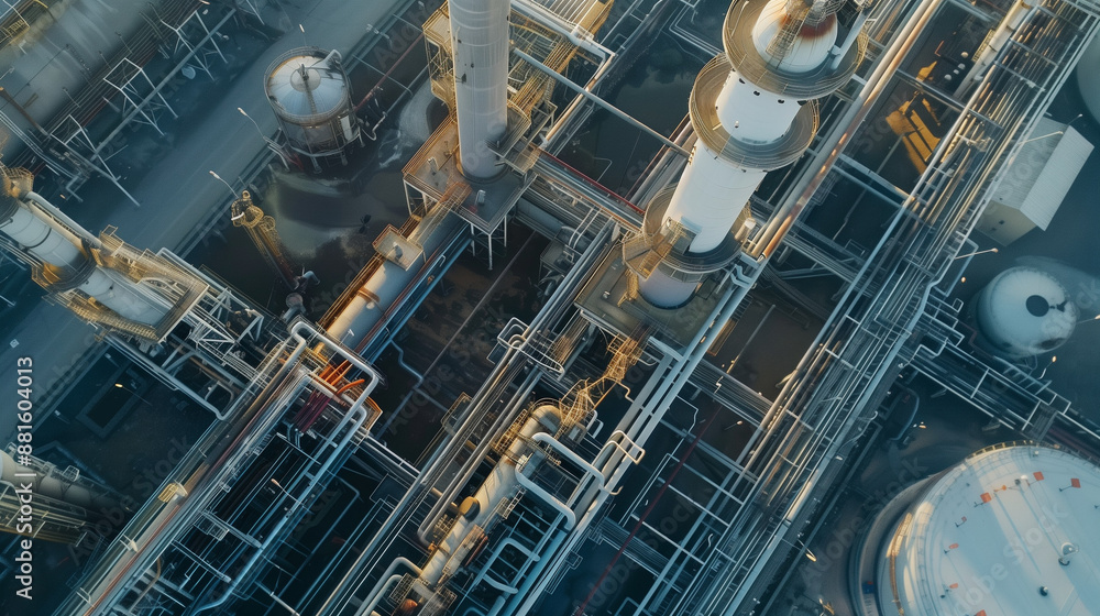 Aerial View of Oil Refinery Plant from Industrial Zone with Large Scale Manufacturing and Production Infrastructure, Chemical Processing, and Energy Sector Equipment Aerial View of Oil Refinery Plant from Industrial Zone with Large Scale Manufacturing and Production Infrastructure, Chemical Processing, and Energy Sector Equipment