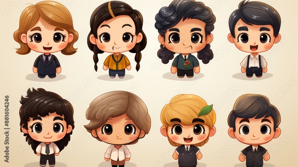 Cute Cartoon Characters in Different Outfits Cute Cartoon Characters in Different Outfits