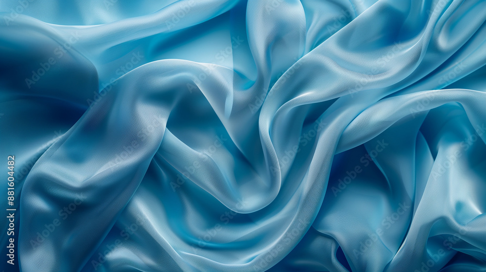 Fototapeta premium Abstract Blue Background with Fluid Folds of Fabric Texture and Elegant Smooth Pattern Design