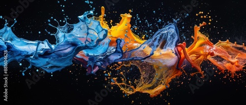 Abstract splashes of multicolored paint in the form of water.