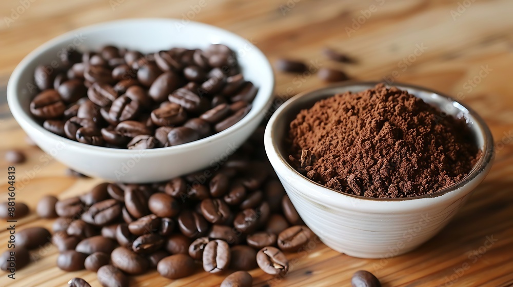 Espresso powder and freshly roasted beans Espresso powder and freshly roasted beans