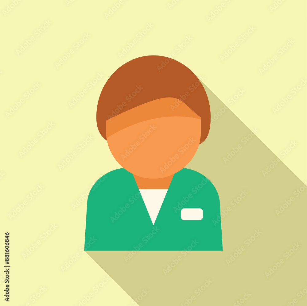 Simple colorful illustration of a young man wearing green scrubs smiling for his hospital id badge photo Simple colorful illustration of a young man wearing green scrubs smiling for his hospital id badge photo