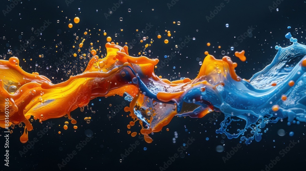 Fototapeta premium Abstract splashes of multicolored paint in the form of water.