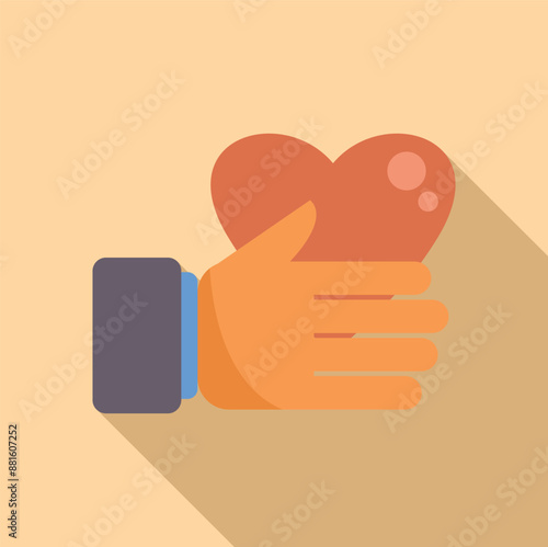 Businessman is holding a heart representing charity, donation and support