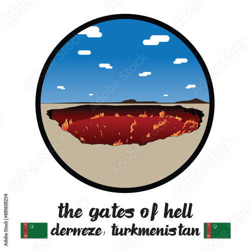 Circle Icon The Gates of Hell. Vector illustration