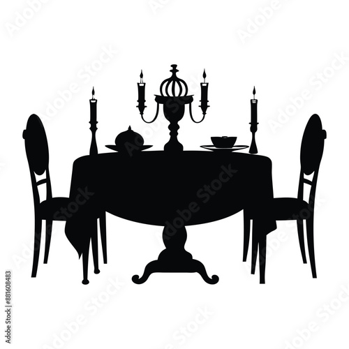 dining table silhouette vector design