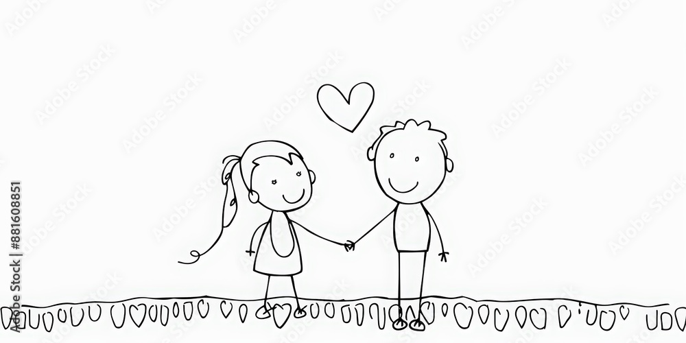 National Girlfriend Day. One line drawing style, a cute couple holding hands and standing next to each other, a red heart above their heads. valentine's day theme featuring a red heart and love sign National Girlfriend Day. One line drawing style, a cute couple holding hands and standing next to each other, a red heart above their heads. valentine's day theme featuring a red heart and love sign