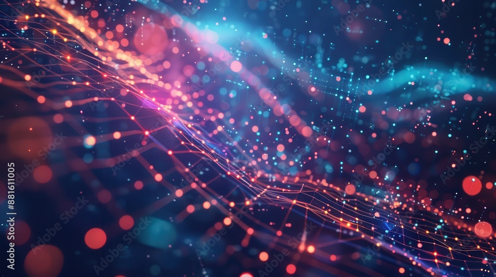 Fototapeta premium Digital Network Connections - Futuristic Abstract Interface Background with Vibrant Colors