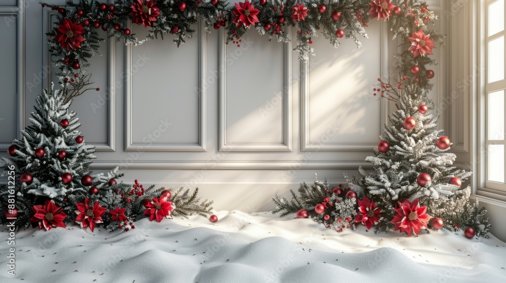 Christmas Decorations and a Snowy Scene Christmas Decorations and a Snowy Scene