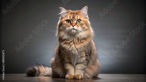 Wide shot of a Kashmir cat sitting, studio portrait. photo