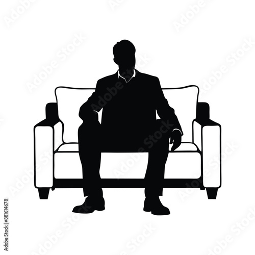 man sitting on a sofa silhouette vector design