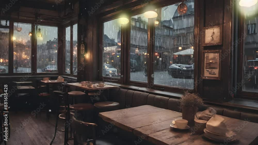Rain falling on the window, flowing raindrops, candles, the comfortable sound of rain ASMR, books, cozy cafes and study rooms. Seamless looping overlay 4k virtual video animation background Rain falling on the window, flowing raindrops, candles, the comfortable sound of rain ASMR, books, cozy cafes and study rooms. Seamless looping overlay 4k virtual video animation background