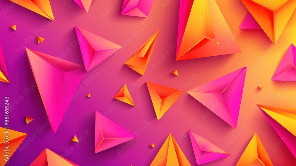 Vibrant triangle pattern filling the background with bright, colorful geometric shapes. Vibrant triangle pattern filling the background with bright, colorful geometric shapes.