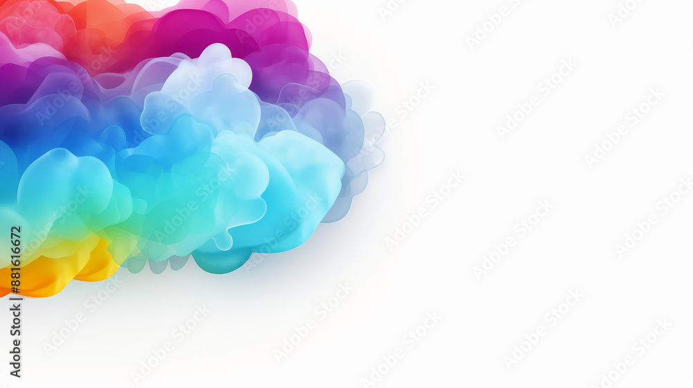 Fototapeta premium Vibrant speech bubble design with blue border on white background, perfect for adding colorful and creative touch to any project.