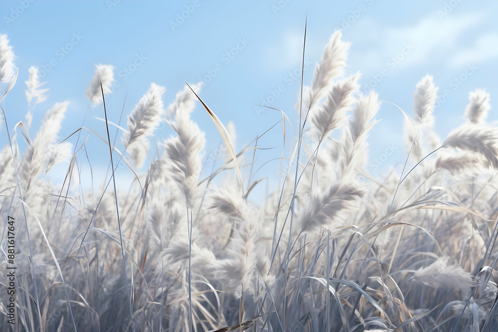 Fototapeta premium 3D Render of White Grass Field