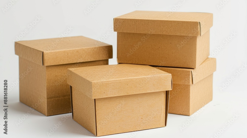 Fototapeta premium Cardboard boxes isolated on white background