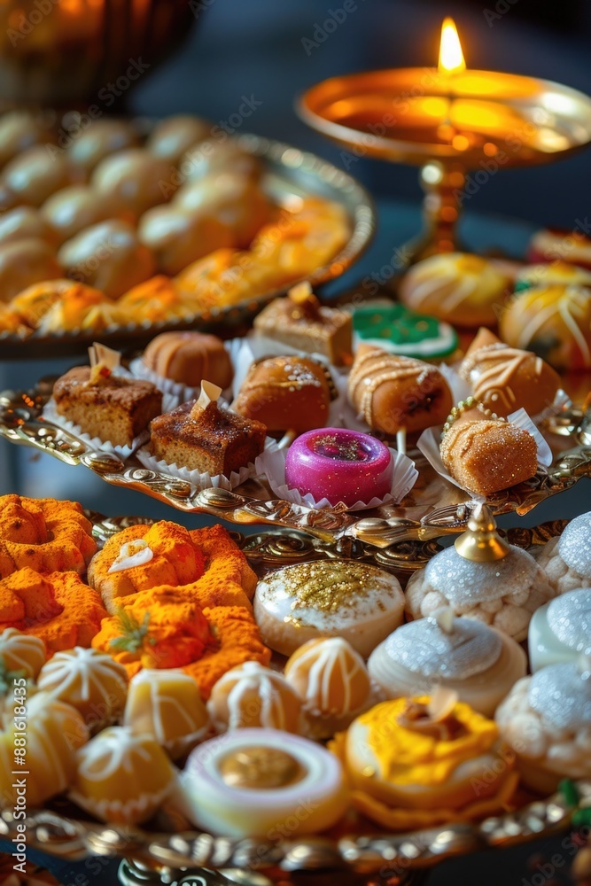Tray of assorted desserts, including cakes and pastries Tray of assorted desserts, including cakes and pastries