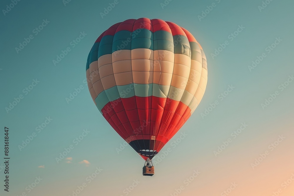 Fototapeta premium Captures the gentle ascent and vibrant colors of a hot air balloon ride at sunrise.
