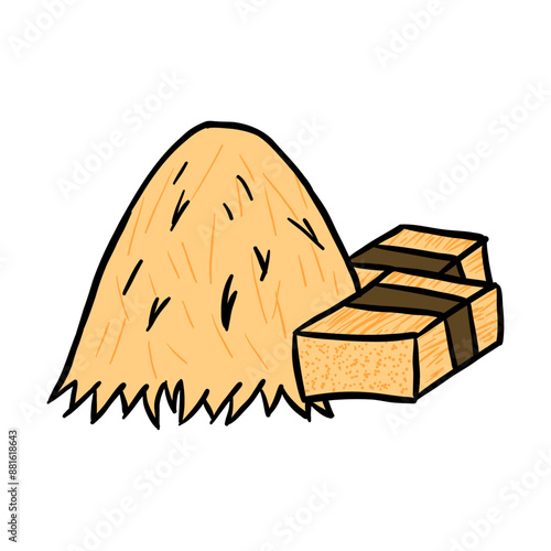 Cute kawaii haystack clipart illustration