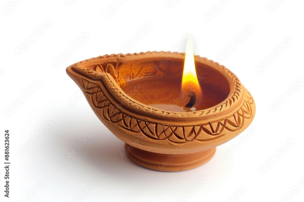 Small, orange, clay pot with candle inside Small, orange, clay pot with candle inside