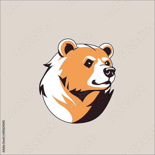 Vector-style illustration featuring the head of a bear. The bear's head is depicted in a stylized, cartoonish manner with clean lines and bold colors