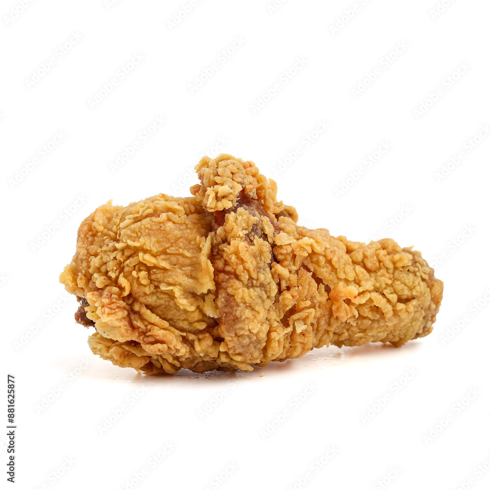 Crispy and crunchy fried chicken. Lower thigh. isolated on white background. perfect for design element, or any commercial purposes. Crispy and crunchy fried chicken. Lower thigh. isolated on white background. perfect for design element, or any commercial purposes.
